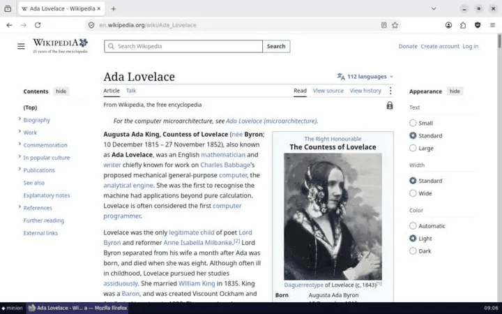 The Wikipedia article on Ada Lovelace has loaded